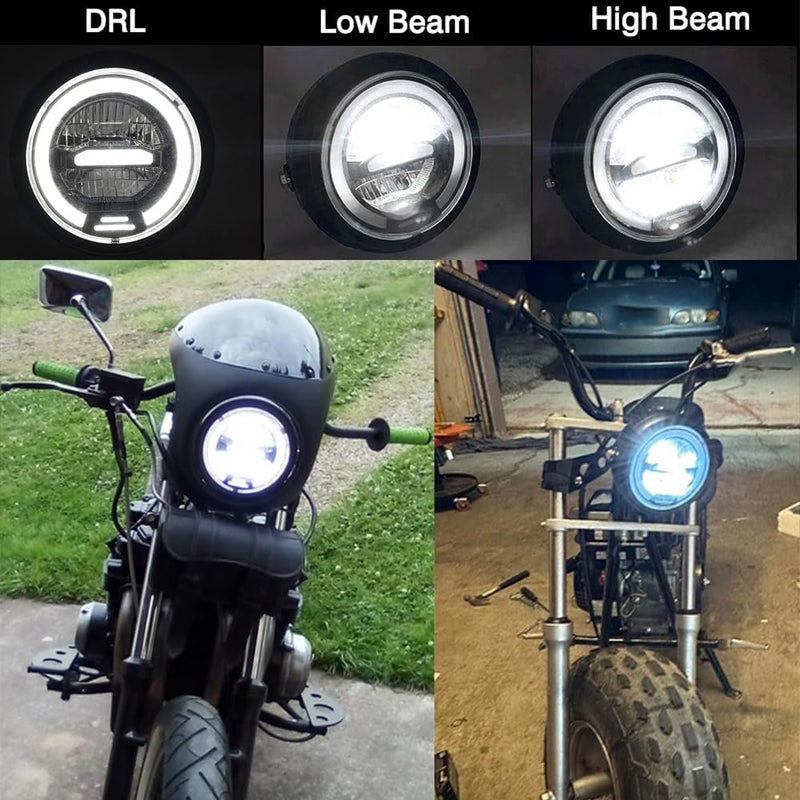 kucehiup 6.5 Inches Round Motorcycle LED Headlight with Brackets Assembly (White Light) - Image 5